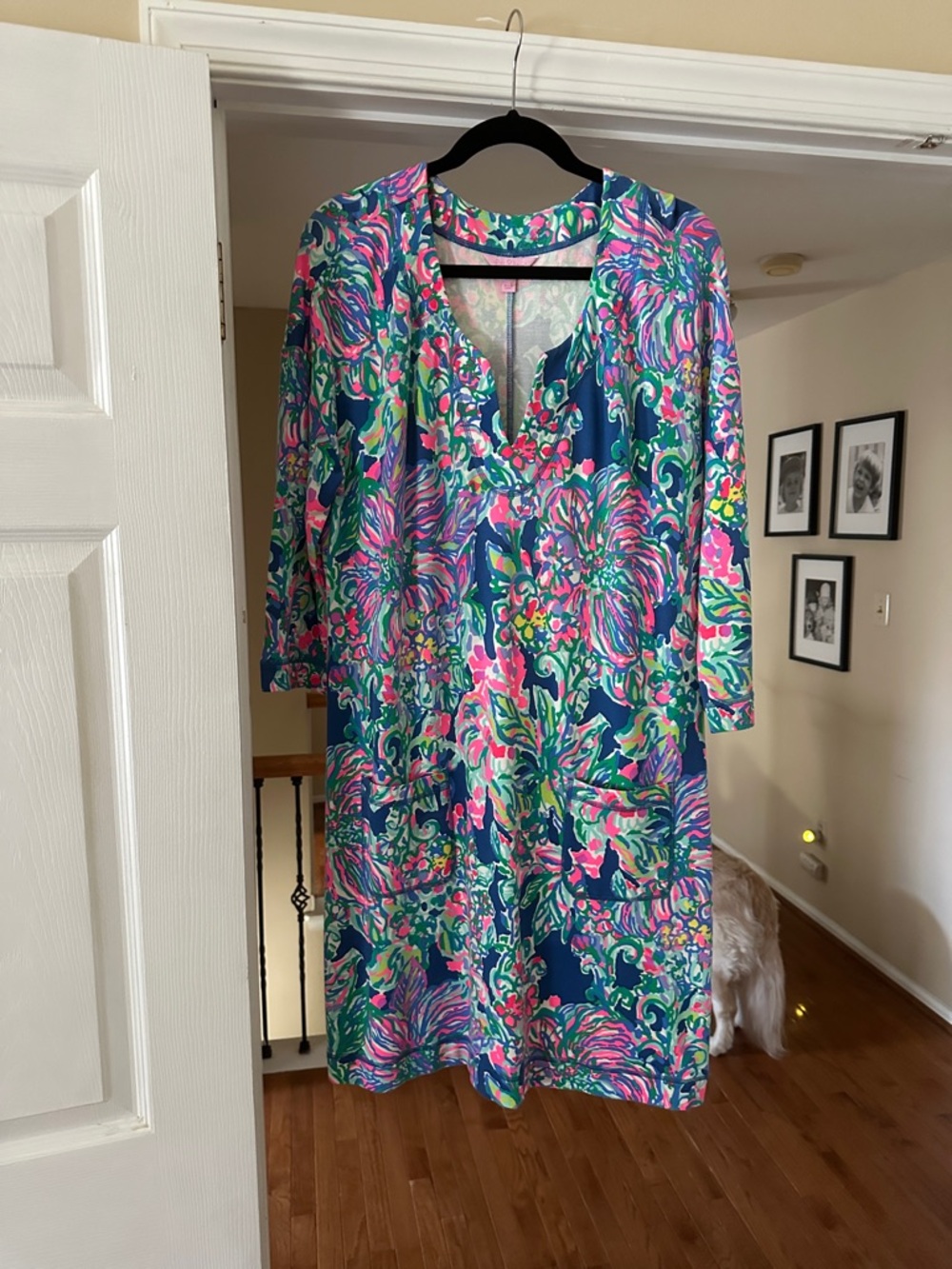 Lilly Pulitzer Floral cotton dress in Teal, Pink, Green